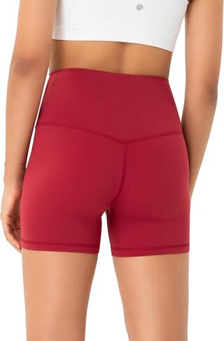YUNOGA Women's High Waisted Yoga Short 4" Inseam Workout Athletic Biker Shorts (M, Amber Yellow) in Saudi Arabia