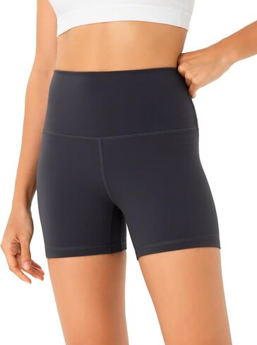 YUNOGA Women's High Waisted Yoga Short 4" Inseam Workout Athletic Biker Shorts (M, Amber Yellow) in Saudi Arabia