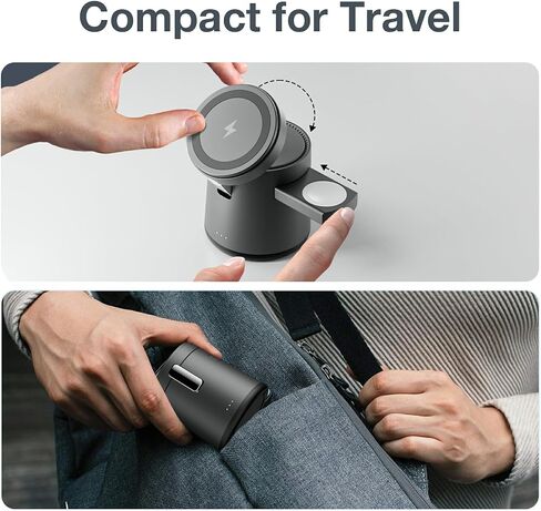 2025 ترقية محطة شحن 3 في 1 لشاحن Apple MagSafe، حامل شحن لاسلكي محمول قابل للتعديل، قاعدة شحن لاسلكية سريعة لهاتف iPhone 16 15 14 13 12 Pro Max وApple Watch AirPods (أبيض) in Saudi Arabia