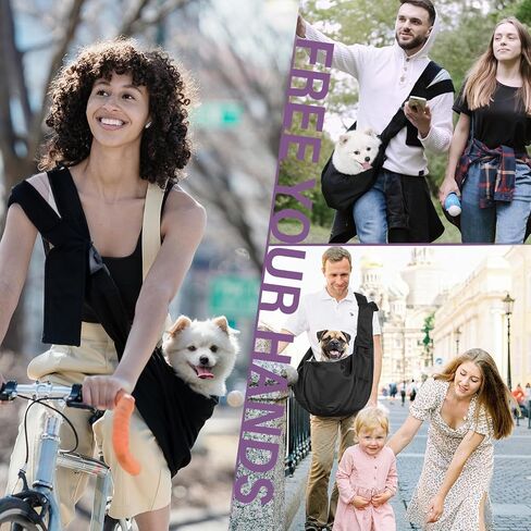 حبال حاملة الكلاب من City & Cuddle للكلاب الصغيرة، حامل حبال الجرو لقطط الكلاب بوزن 3-15 رطل مع سحاب وحزام قابل للتعديل يقلل الألم، محفظة حبال للحيوانات الأليفة مع حزام أمان وحقيبة سفر باللون الأسود in Saudi Arabia