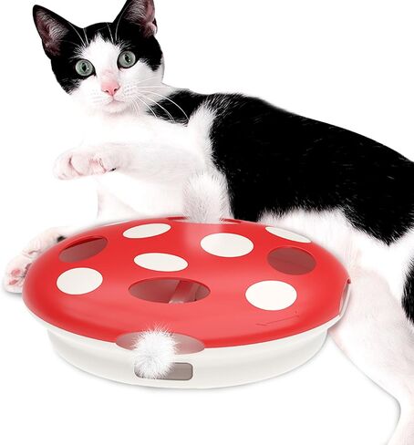 PAKEWAY Interactive Cat Toy, Automatic Cat Toys for Indoor Cats, Eight Hole Structure and Two Ambush Feather, Equipped with Infrared Sensor, USB Charging in Saudi Arabia