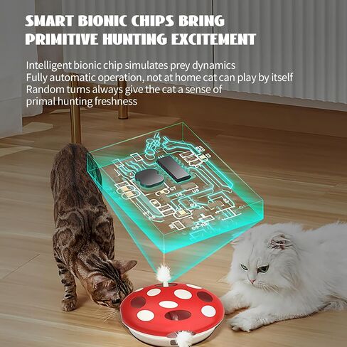PAKEWAY Interactive Cat Toy, Automatic Cat Toys for Indoor Cats, Eight Hole Structure and Two Ambush Feather, Equipped with Infrared Sensor, USB Charging in Saudi Arabia