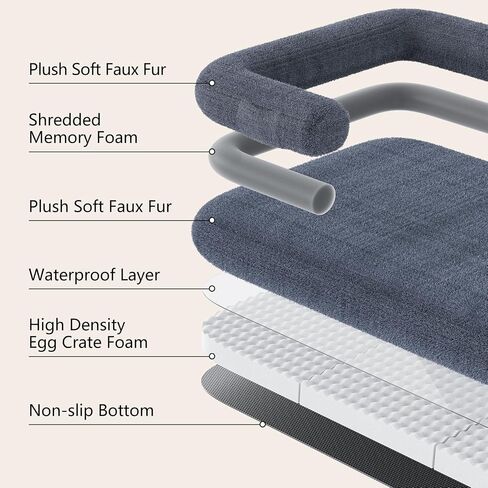 Human Dog Bed for Adult, Foldable Human Dog Bed with Eggshell Foam Supportive Mat and Waterproof Liner, Faux Fur Orthopedic Dog Bed for Humans, 73"x41.3"x9.8" in Kuwait