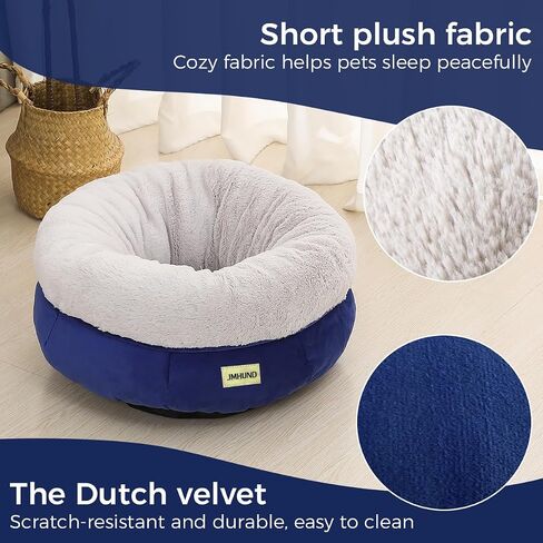Cat Bed for Indoor Cats,Round Cat Bed for Small Pets,Washable Pet Bed with Non-Skid Bottom,Pet Bed for Puppy and Kitty,19 Inches,Navy in Saudi Arabia