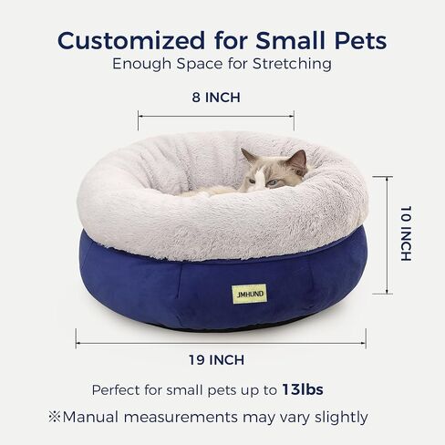 Cat Bed for Indoor Cats,Round Cat Bed for Small Pets,Washable Pet Bed with Non-Skid Bottom,Pet Bed for Puppy and Kitty,19 Inches,Navy in Saudi Arabia