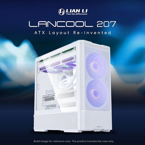 حافظة كمبيوتر LIAN LI LANCOOL 207 ATX، حافظة كمبيوتر ألعاب RGB، هيكل برجي مزود بألواح شبكية محسنة لتدفق الهواء مع 2x140 مم ARGB، مراوح PWM 2x120 مم مثبتة مسبقًا، منفذ USB من النوع C، لوحة جانبية من الزجاج المقسى (أسود) in Saudi Arabia
