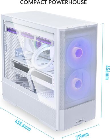 حافظة كمبيوتر LIAN LI LANCOOL 207 ATX، حافظة كمبيوتر ألعاب RGB، هيكل برجي مزود بألواح شبكية محسنة لتدفق الهواء مع 2x140 مم ARGB، مراوح PWM 2x120 مم مثبتة مسبقًا، منفذ USB من النوع C، لوحة جانبية من الزجاج المقسى (أسود) in Saudi Arabia
