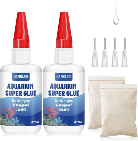 Ganbaro® Aquarium Glue, Aquarium Safe Glue, Coral Glue, 3.4 oz Clear Quickly Dry Aquarium Glue for Plants and Rocks, Mosses, Coral, Stone, Wood, Freshwater and Saltwater Aquascape 50 ml*2 in Kuwait