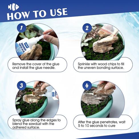 Ganbaro® Aquarium Glue, Aquarium Safe Glue, Coral Glue, 3.4 oz Clear Quickly Dry Aquarium Glue for Plants and Rocks, Mosses, Coral, Stone, Wood, Freshwater and Saltwater Aquascape 50 ml*2 in Kuwait