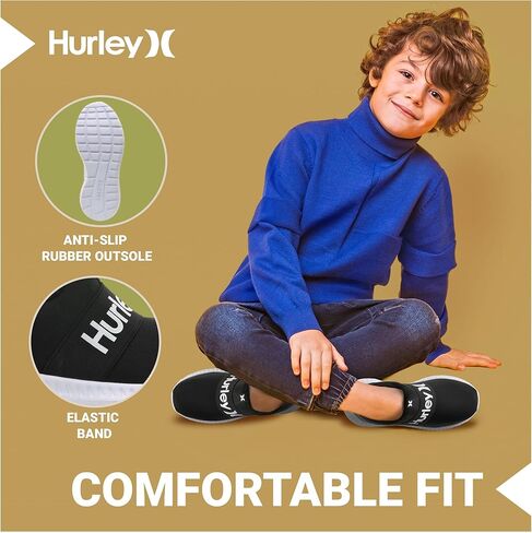 Hurley Camby Kids Slip-On Sneakers - Unisex Lightweight & Breathable Shoes for Boys & Girls - Ideal for Running, Walking & All-Day Comfort - Flexible, Durable & Stylish Sneaker for Active Kids in Kuwait