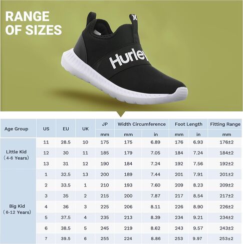 Hurley Camby Kids Slip-On Sneakers - Unisex Lightweight & Breathable Shoes for Boys & Girls - Ideal for Running, Walking & All-Day Comfort - Flexible, Durable & Stylish Sneaker for Active Kids in Kuwait