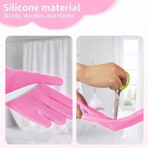 Pet Grooming Gloves，Heat-Resistant Dog Washing Gloves with High-Density Teeth，Silicone Dog Bath Brush with Enhanced Five Finger Design，Bathing and Massaging for Dogs and Cats，Pink in Saudi Arabia