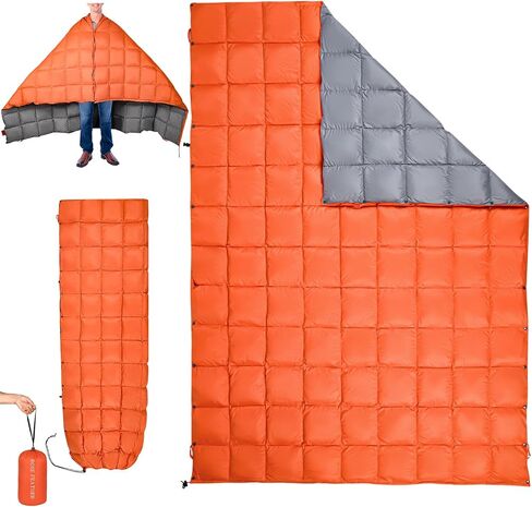 Down Camping Blanket, Muti-Use Outdoor Travel Blanket, Puffy Sleeping Bag Blanket, Waterproof Packable Backpacking Quilt for Camping, Travel, Airplane, Hiking, Picnic, 55''x79'' in Saudi Arabia