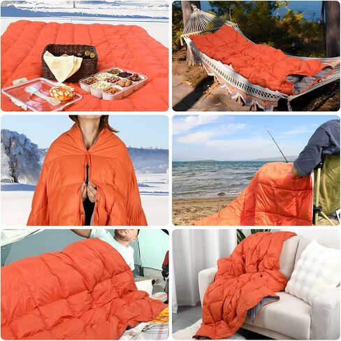 Down Camping Blanket, Muti-Use Outdoor Travel Blanket, Puffy Sleeping Bag Blanket, Waterproof Packable Backpacking Quilt for Camping, Travel, Airplane, Hiking, Picnic, 55''x79'' in Saudi Arabia