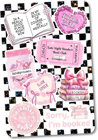 Clear Back Cover Insert for Kindle Paperwhite 11th Generation 6.8" | Bookish Cardstock Insert for E Reader | Paper Insert | Booktok Stickers Case Insert | Smut Spicy Bookworm Gifts (Black Checkered) in Saudi Arabia