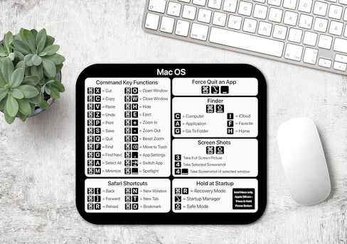 لوحة ماوس أوامر MacOS | اختصارات لوحة مفاتيح Apple | قاعدة مطاطية مضادة للانزلاق | ورقة الغش | أجهزة الكمبيوتر المكتبية والمحمولة | المقاس 9.25 بوصة طول × 7.75 بوصة عرض in Saudi Arabia