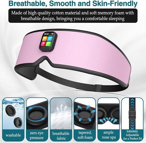 Sleep Headphones 2024 New Sleep Mask Comfortable & Adjustable Sleeping Mask, Zero Eye Pressure,Side Sleepers Sleep Mask with Bluetooth Headphones Ultra-Thin Stereo Speakers Perfect for Sleeping in Saudi Arabia
