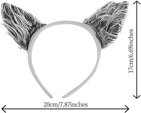 4 Pcs Faux Fur Wolf Fox Cat Costume Set Furry Handmade Animal Cosplay Costume Wolf Ears Headband and Tail Set for Adults, Men and Women Costume Accessories,Halloween,Masquerade Prop,Gray（2 Sets） in Saudi Arabia