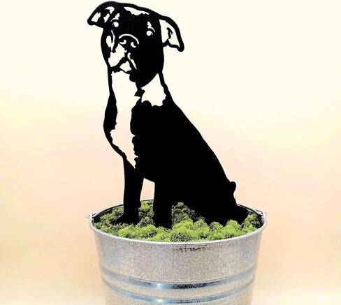 Black Powder Coated Metal American Pit Bull Terrier Dog Silhouette Yard Stake (Large) in Kuwait