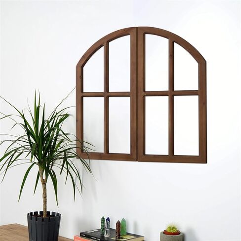 Sintosin Rustic White Arch Window Frame 30 Inch, 2 Pcs Hanging Distressed White Vintage Window Frame Wall Decor Living Room, Handmade Wooden Frame Fake Window Wall Decor for Entryway Bedroom in Saudi Arabia