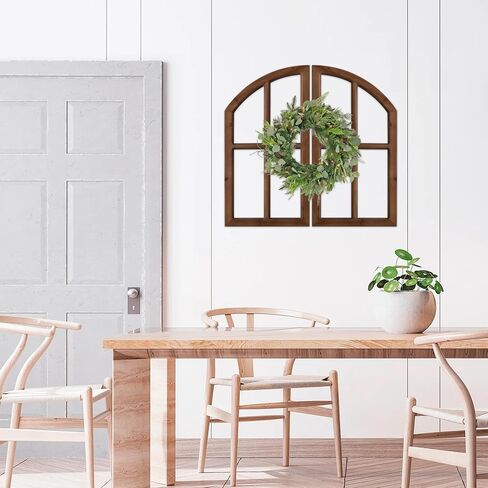 Sintosin Rustic White Arch Window Frame 30 Inch, 2 Pcs Hanging Distressed White Vintage Window Frame Wall Decor Living Room, Handmade Wooden Frame Fake Window Wall Decor for Entryway Bedroom in Saudi Arabia