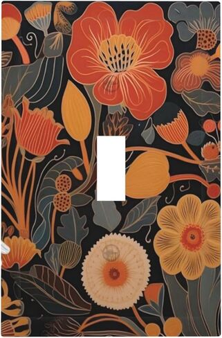 Light Switch Covers 1 Toggle Mid Century Boho Flowers Retro Floral Aesthetic Modern Single Toggle Wall Plate Decorative Switchcover Electrical Switchplate in Saudi Arabia