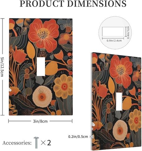 Light Switch Covers 1 Toggle Mid Century Boho Flowers Retro Floral Aesthetic Modern Single Toggle Wall Plate Decorative Switchcover Electrical Switchplate in Saudi Arabia