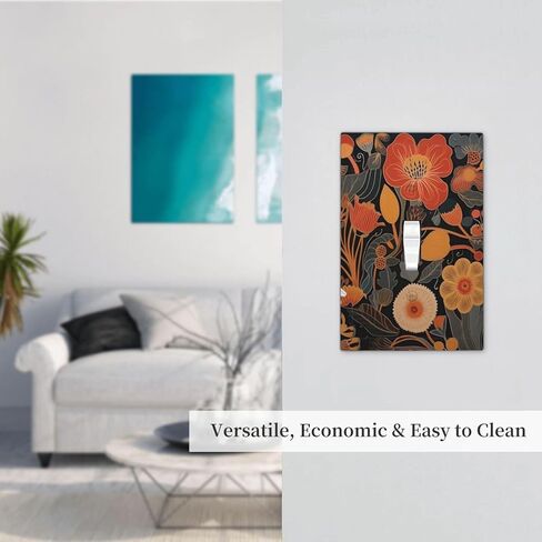 Light Switch Covers 1 Toggle Mid Century Boho Flowers Retro Floral Aesthetic Modern Single Toggle Wall Plate Decorative Switchcover Electrical Switchplate in Saudi Arabia