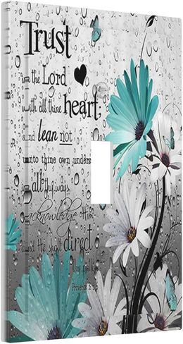 Farm Teal Daisy Floral Bible Verse Inspirational Motivational 1 Gang Single Toggle Light Switch Covers Decorative Wall Plate Switchplate Electrical Faceplate for Livingroom Office Bathroom Decor in Kuwait