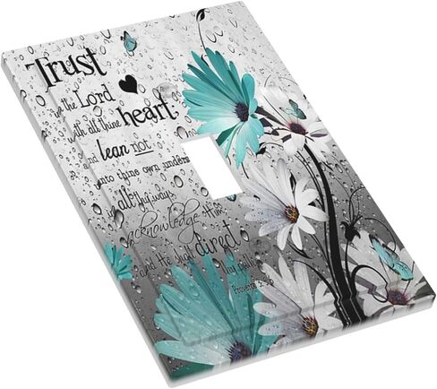 Farm Teal Daisy Floral Bible Verse Inspirational Motivational 1 Gang Single Toggle Light Switch Covers Decorative Wall Plate Switchplate Electrical Faceplate for Livingroom Office Bathroom Decor in Kuwait