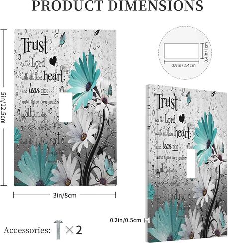 Farm Teal Daisy Floral Bible Verse Inspirational Motivational 1 Gang Single Toggle Light Switch Covers Decorative Wall Plate Switchplate Electrical Faceplate for Livingroom Office Bathroom Decor in Kuwait
