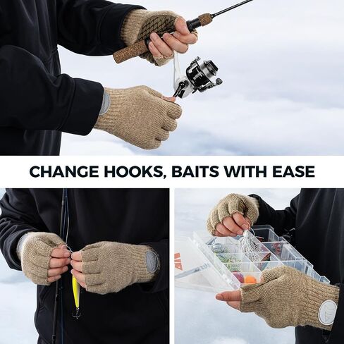KastKing Bully Wooly Fingerless Wool Fishing Gloves, Cold Weather Warm Glove for Ice Fishing, Winter Gloves for Women & Men in Saudi Arabia