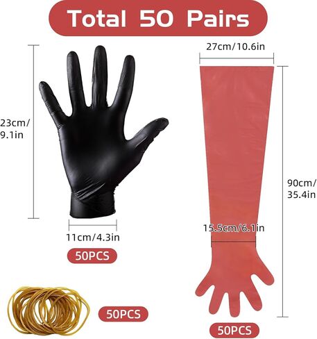 Nirvany 50 Pairs Field Dressing Gloves Deer Hunting Gutting Gloves with Long and Short Dressing Gut Mittens Combo Pack in Kuwait
