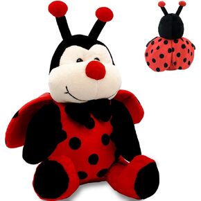 Garden Buzz Cuties Ladybug Stuffed Animal Plush Ladybird Beetle Soft Insect Cuddly Lady Bug Toy with Red Wings and Black Bow, Bee Friend,Great Present for Toddlers & Kids