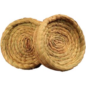 Orgrimmar 2PCS المنسوجة يدويا قاعدة مسطحة القش عش الطيور عش تربية قفص البيت للحمامة، الحمام، الببغاء، الأرانب، الهامستر، جربيل خنزير غينيا، شنشيلا
