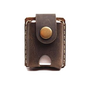 Handmade Vintage Genuine Leather Lighter CaseHand-stitched Lghter shell Cover Lighter Holder Belt Case (Light Brown)