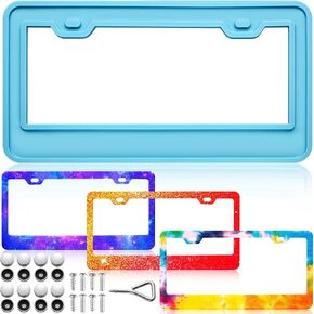 License Plate Frame Silicone Mold DIY License Plate Resin Mold Epoxy Frame Mold for DIY Handmade Crafts (1, Blue)