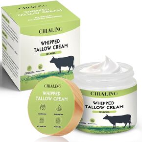 Beef Tallow For Skin, Tallow Face Moisturizer, 100% Grass Fed Beef Tallow And Honey Blam, Whipped Beef Tallow Body Lotion Skin Care for Eczema, Cracked, Dry, Itchy, Sensitive Skin - 2 FL. oz Unscented