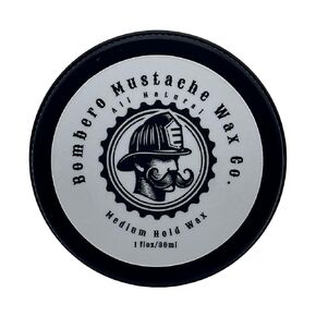 Mustache Wax Medium Hold - Bombero Mustache Wax Co. - Firm, Restyleable, Lasting Hold - Most Advanced All Natural Formula Holds up to Hard Work and Exercise - 1 OZ tin (Unscented)
