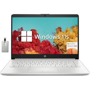 HP 14" HD Slim and Light Laptop, Intel Celeron N4020 Processor, 4GB RAM, 64GB eMMC, Webcam, HDMI, Windows 10 S, 1 Year Office 365 /IFT Accessories (Google Classroom or Zoom Compatible) White