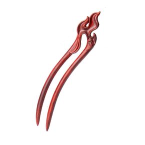 Hair Fork, Large 6.6" Handmade Ebony U Shape Carved Fire Wooden Hair Stick, Hairpin for Thick Hair, 1Pcs