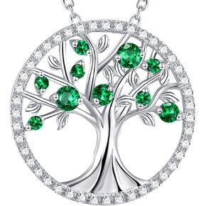 ELDA & CO. Tree of Life Necklace September October Birthstones Blue Sapphire Pink Tourmaline Necklace Women Jewelry for Wife Mom Birthday Gifts for Her Sterling Silver