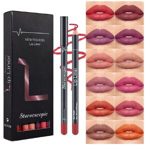 12 Pcs lip liners pencil set, lips liner, Natural Waterproof Long Lasting Lip Makeup Soft Pencils, Smooth Long-Lasting Fade Resistant, Varying Shades for Women Exquisite Daily Makeup