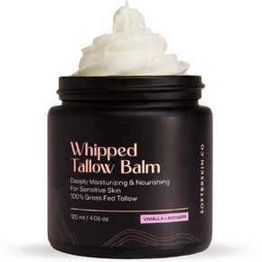 Beef Tallow for Skin (Unscented 2 oz) - Whipped Tallow Balm for Face and Body - Natural Moisturizer for Sensitive Dry Skin - Handmade Body Butter - 100% Grass-Fed - Gentle Skincare Cream - Belly Butter Lotion