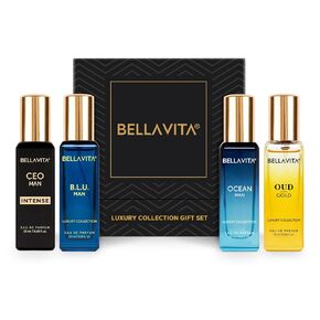 Luxury Collection Eau De Parfum (4x0.68 fl. oz.) | Cologne set for Men | 4 in a box - Perfume Set for men | OUD GOLD, OCEAN, B.L.U & CEO Intense | Perfect for gifting
