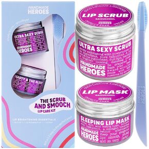 Handmade Heroes 100% Natural Lip Scrub, Vegan Conditioning Coconut Exfoliator - Gentle Exfoliant, Sugar Polish and Scrubber for Chapped Dry Lips, 1oz (Coconut Sorbet)