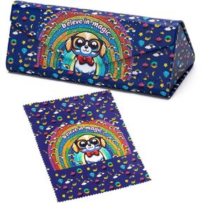 WoEluone Eyeglasses Case Foldable Glasses Holder - Luxury Stylish Leather Compact Design - Magnet Closure Sunglasses Cases