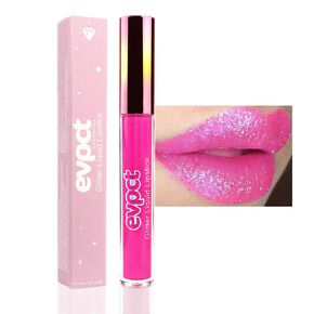 evpct 1Pcs Rose Pink Matte to Glitter Liquid Lipstick Lip Set Kit, Long Lasting Matte Diamond Glitter Lipstick Waterproof, Colorful Sparkly Glossy Metallic Shimmer Sparkle Lip Gloss for Women 11#