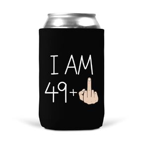 I Am 49 Plus Funny 50th Birthday Can Cooler Sleeves Insulated 12oz Beverage Beer Soda 50 Year Old Party Decorations Favors Supplies (Single Cooler)