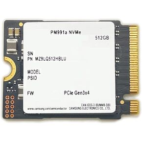 سامسونج وسيط تخزين ذو حالة ثابتة 512GB M.2 2230 30 ملم PM991a NVMe PCIe الجيل الثالث x4 MZ9LQ512HBLU لجهاز سيرفس برو ستيم ديك ديل اتش بي لينوفو الترا بوك اللوحي